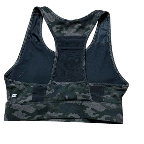 Fabletics Green, Black & Gray Camo Sports Bra - Picture 2 of 3